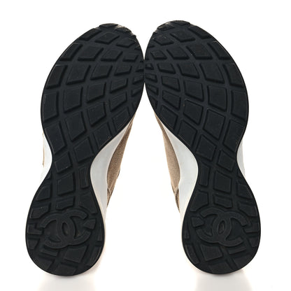 Chanel Suede Goatskin CC Sneakers 37.5 Dark Beige 5 of 10