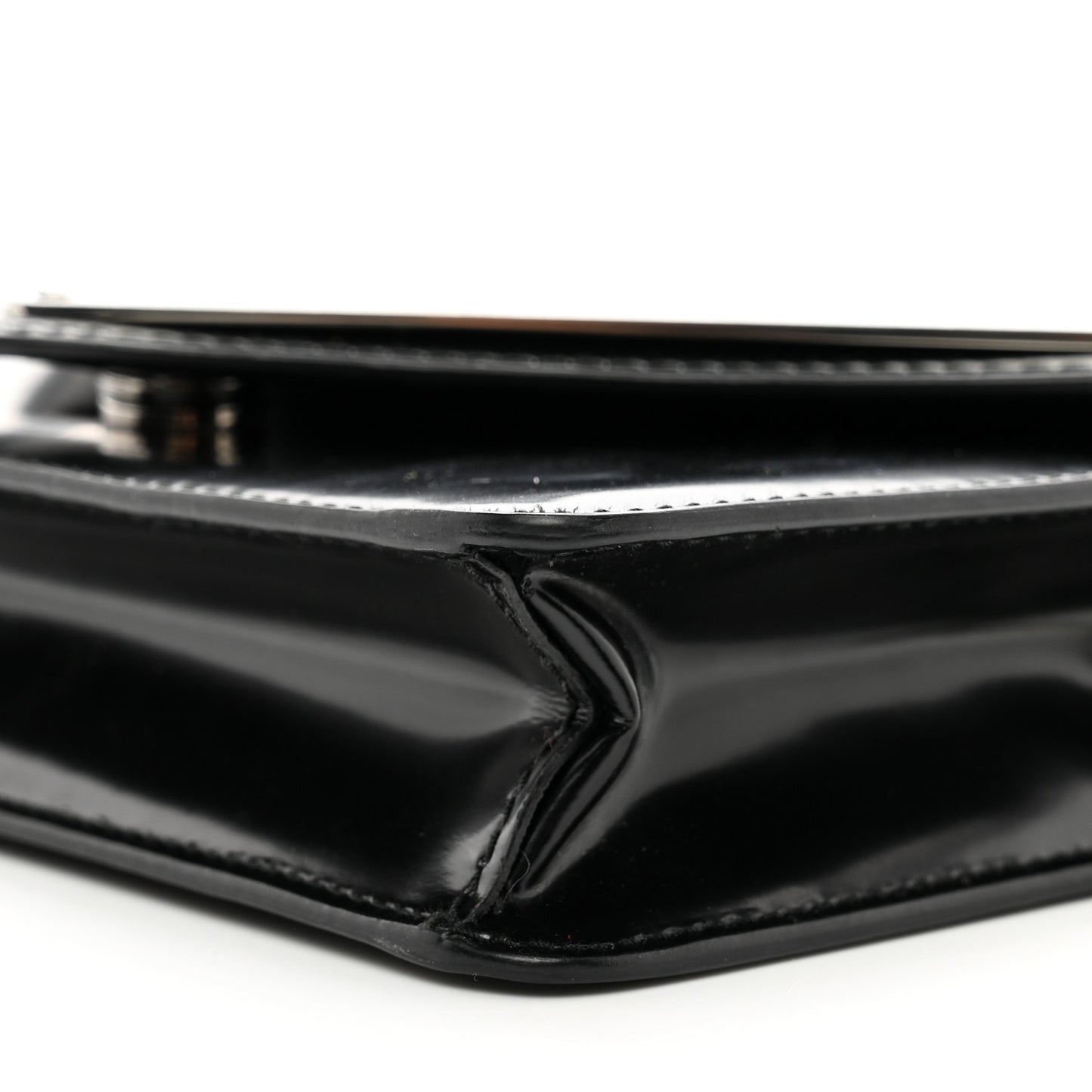 Spazzolato Triangle Logo Plate Flap Chain Crossbody Bag Black