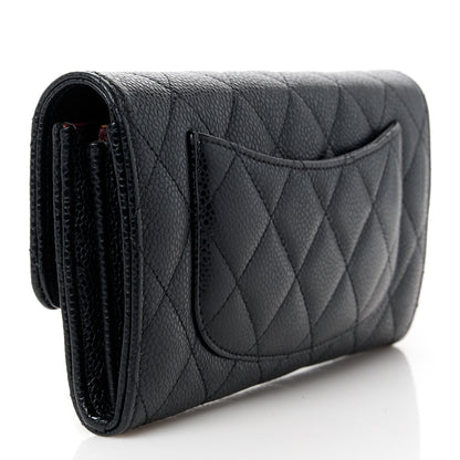 Chanel Caviar Quilted Large Gusset Flap Wallet Black 3 of 11