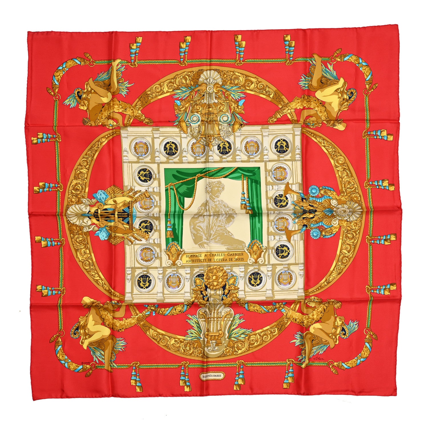 Hermes Silk Hommage A Charles Garnier Architecte De L'Opera De Paris Scarf 90 1 of 6