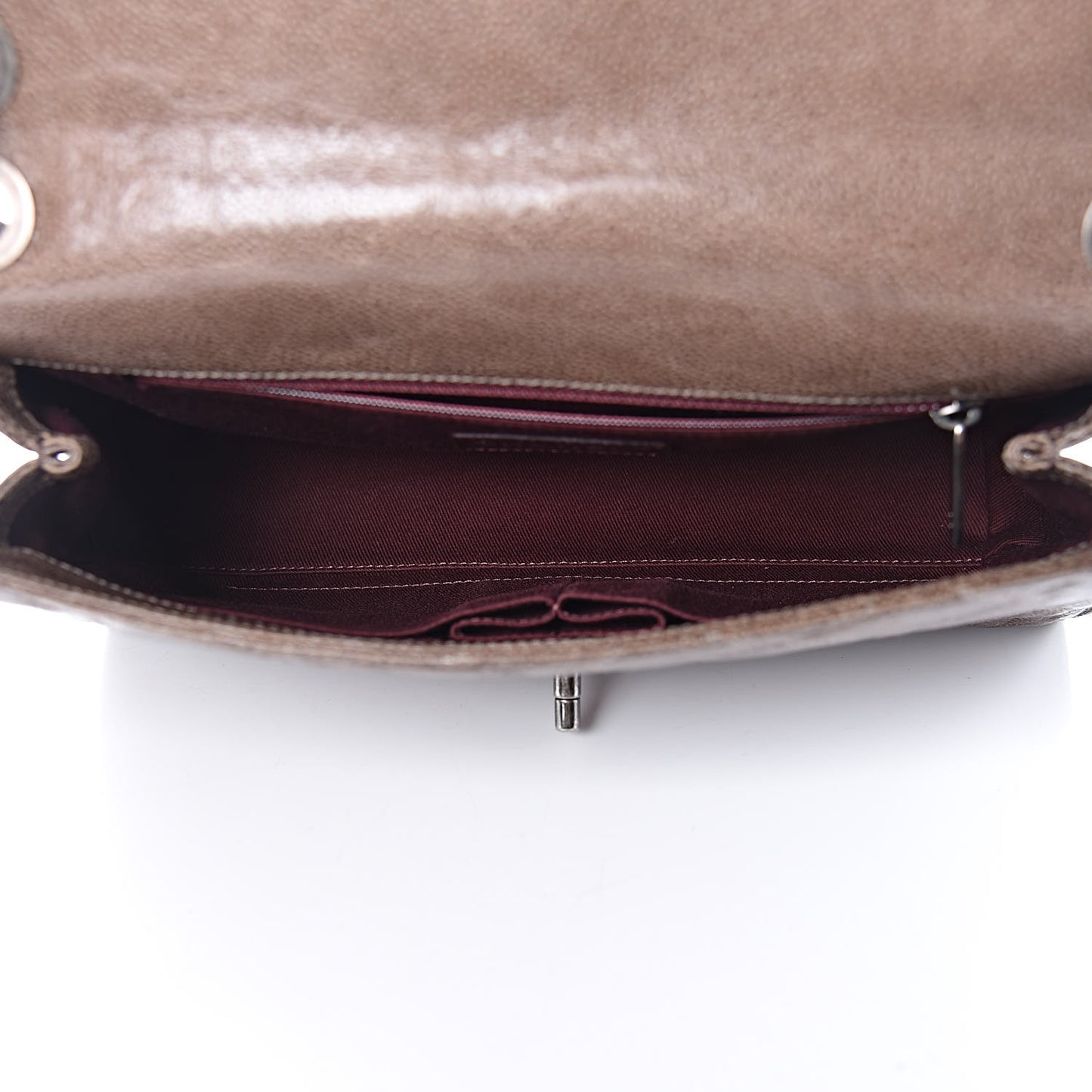 Crumpled Grained Calfskin Medium CC Crave Flap Brown