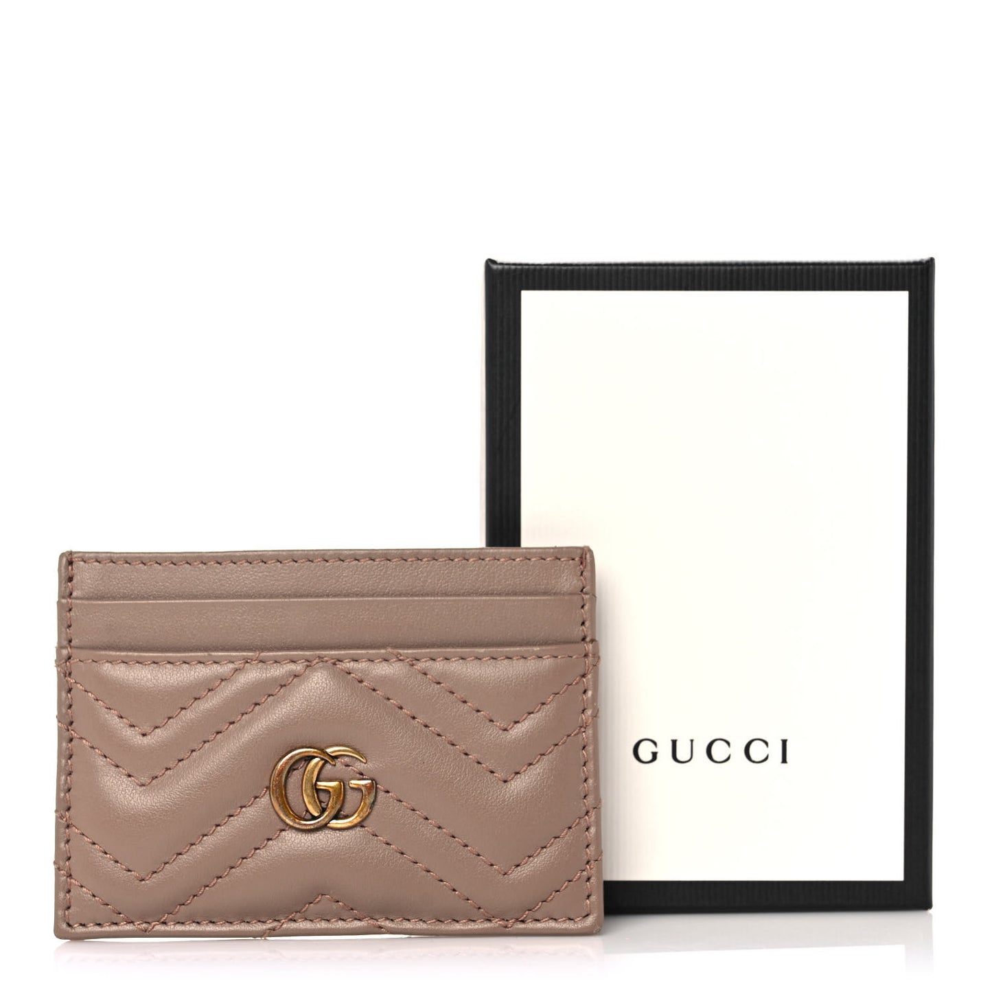 Calfskin Matelasse GG Marmont Card Holder Porcelain Rose