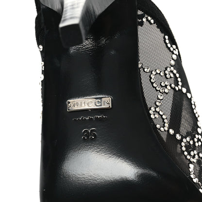 Gucci Tela Retino Kid Scamosciato Crystal GG Monogram Square G 95mm Slide Sandals 35 Black 7 of 9