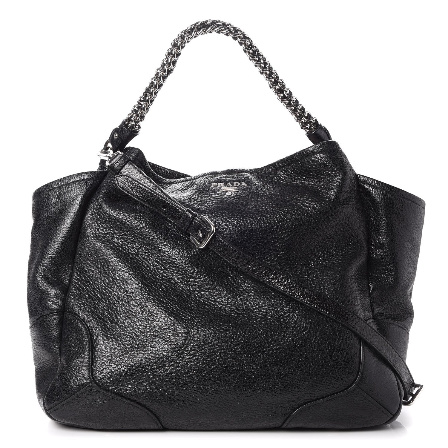 Prada Cervo Lux Chain Shoulder Bag Nero Black 1 of 7