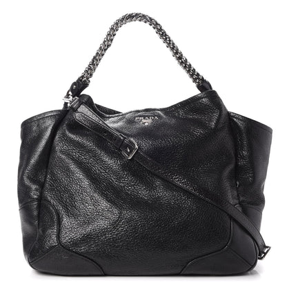 Prada Cervo Lux Chain Shoulder Bag Nero Black 1 of 7
