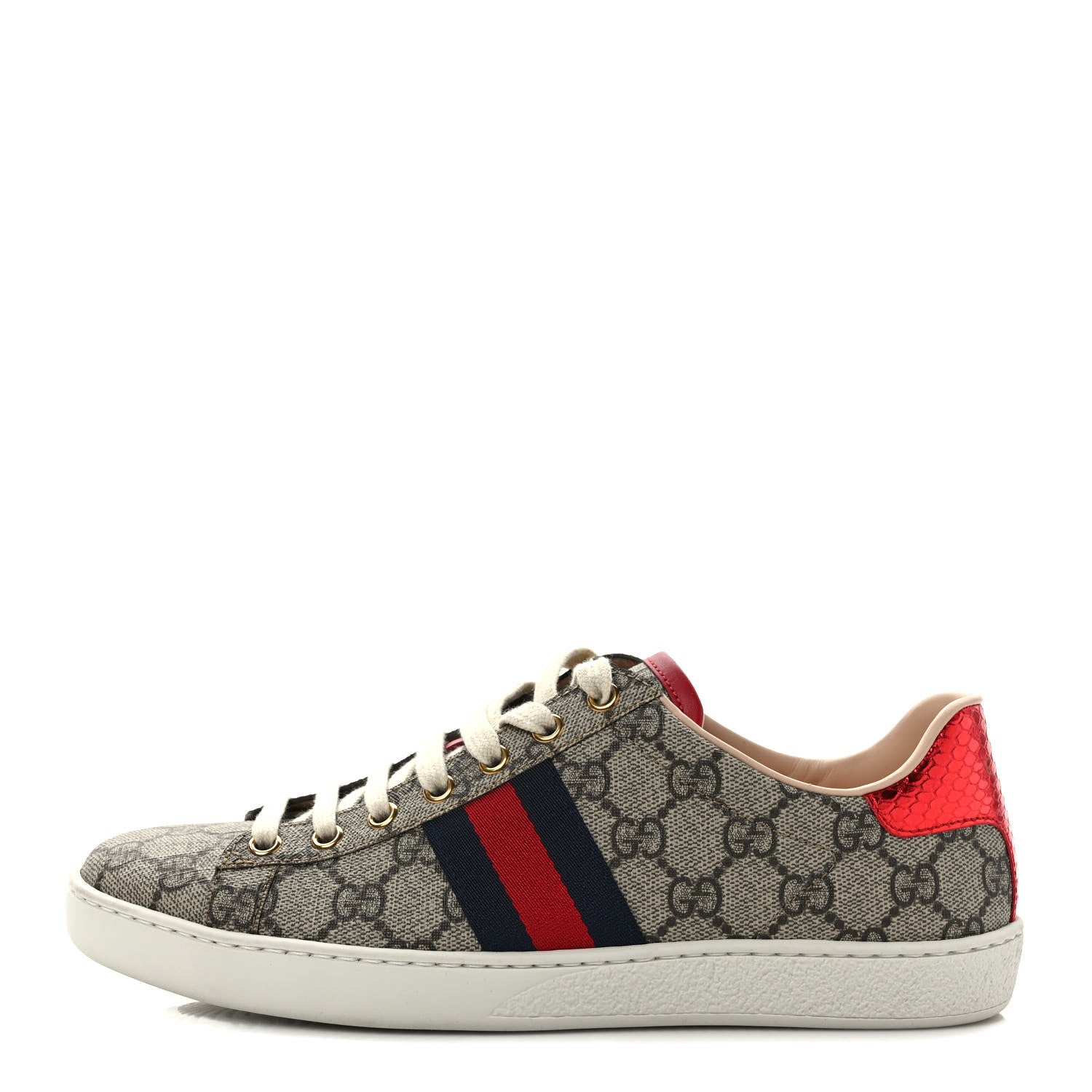 Gucci GG Supreme Monogram Womens Ace Low-Top Sneaker 38.5 Beige 1 of 10