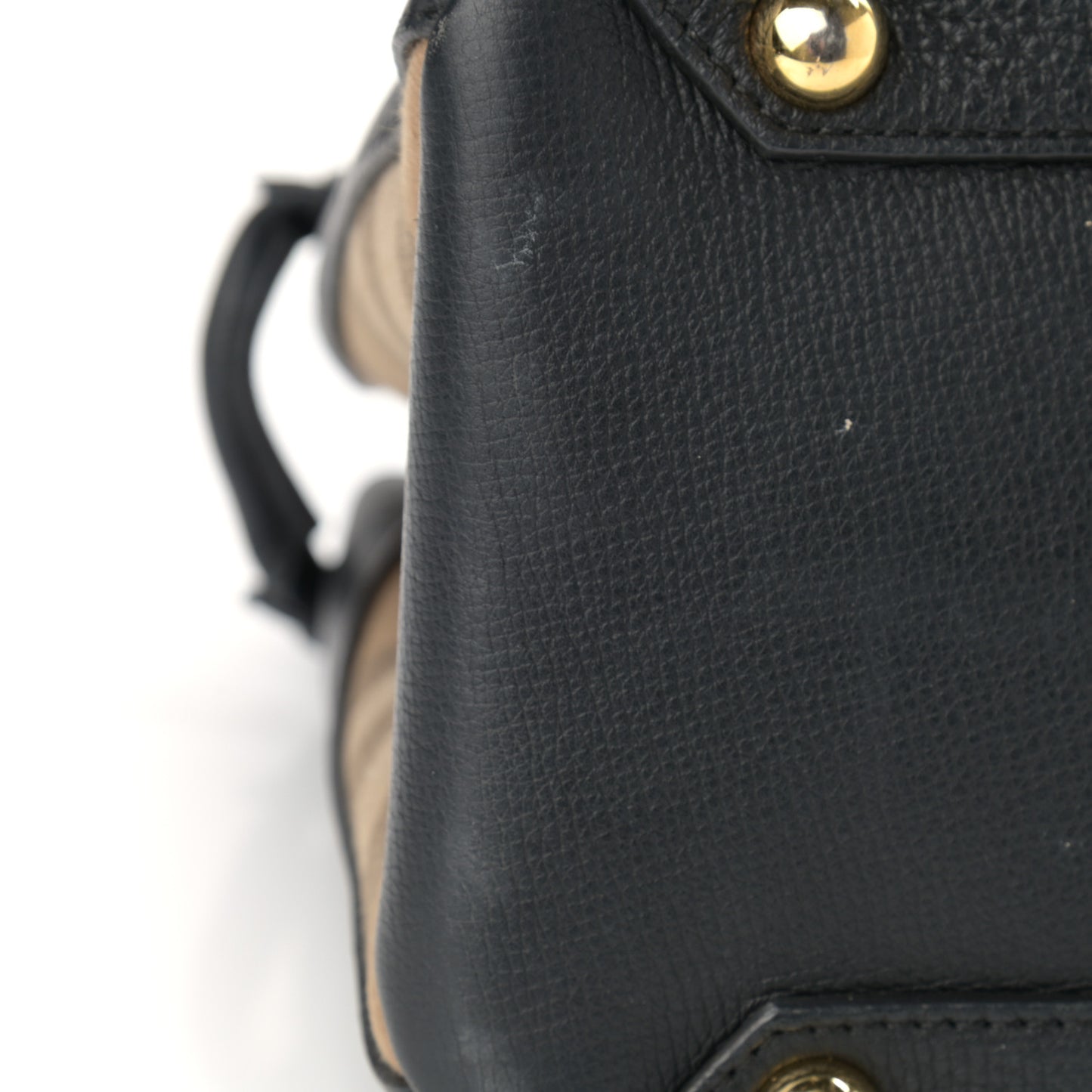Grainy Calfskin House Check Medium Banner Tote Black