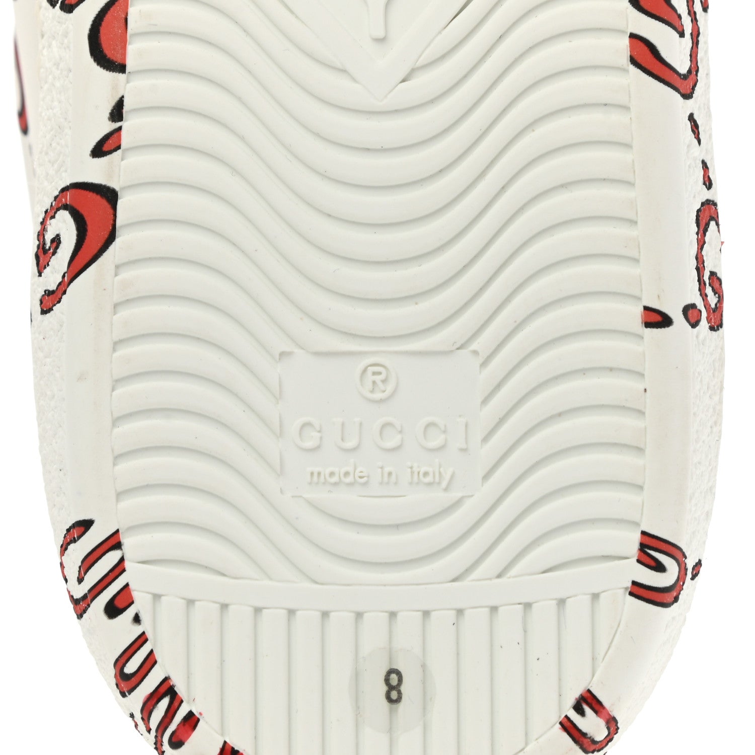 Gucci Calfskin GucciGhost Print Womens Ace Sneakers 8 White Hibiscus Red 6 of 12