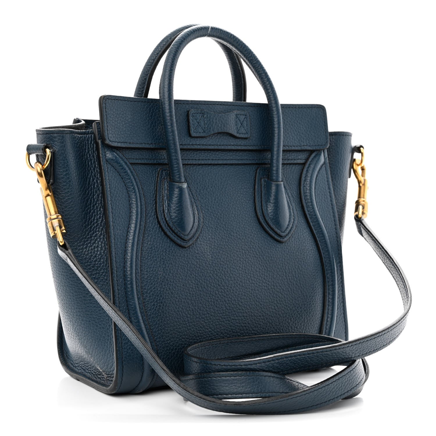 Celine Baby Drummed Calfskin Nano Luggage Blue 3 of 15
