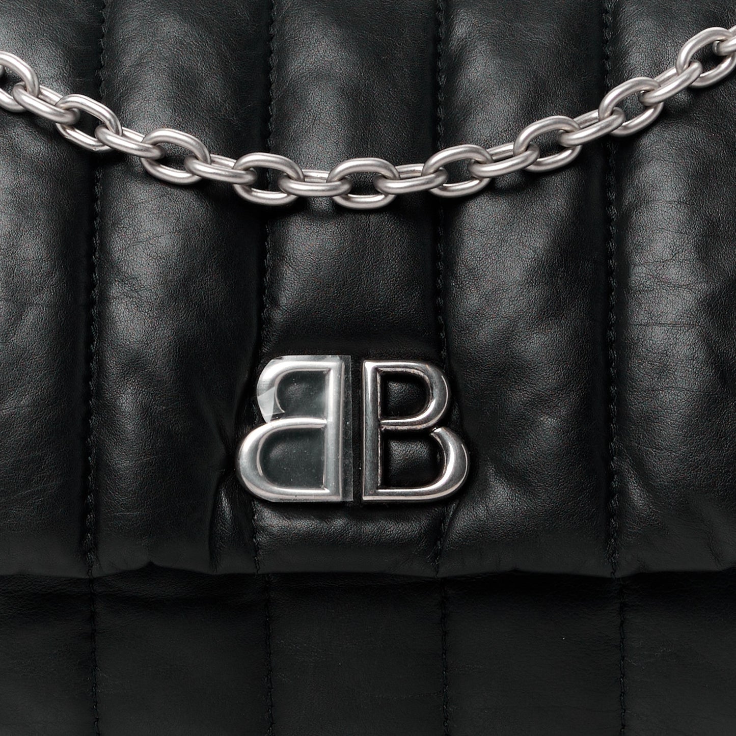 Calfskin Quilted Mini Monaco Chain Shoulder Bag Black