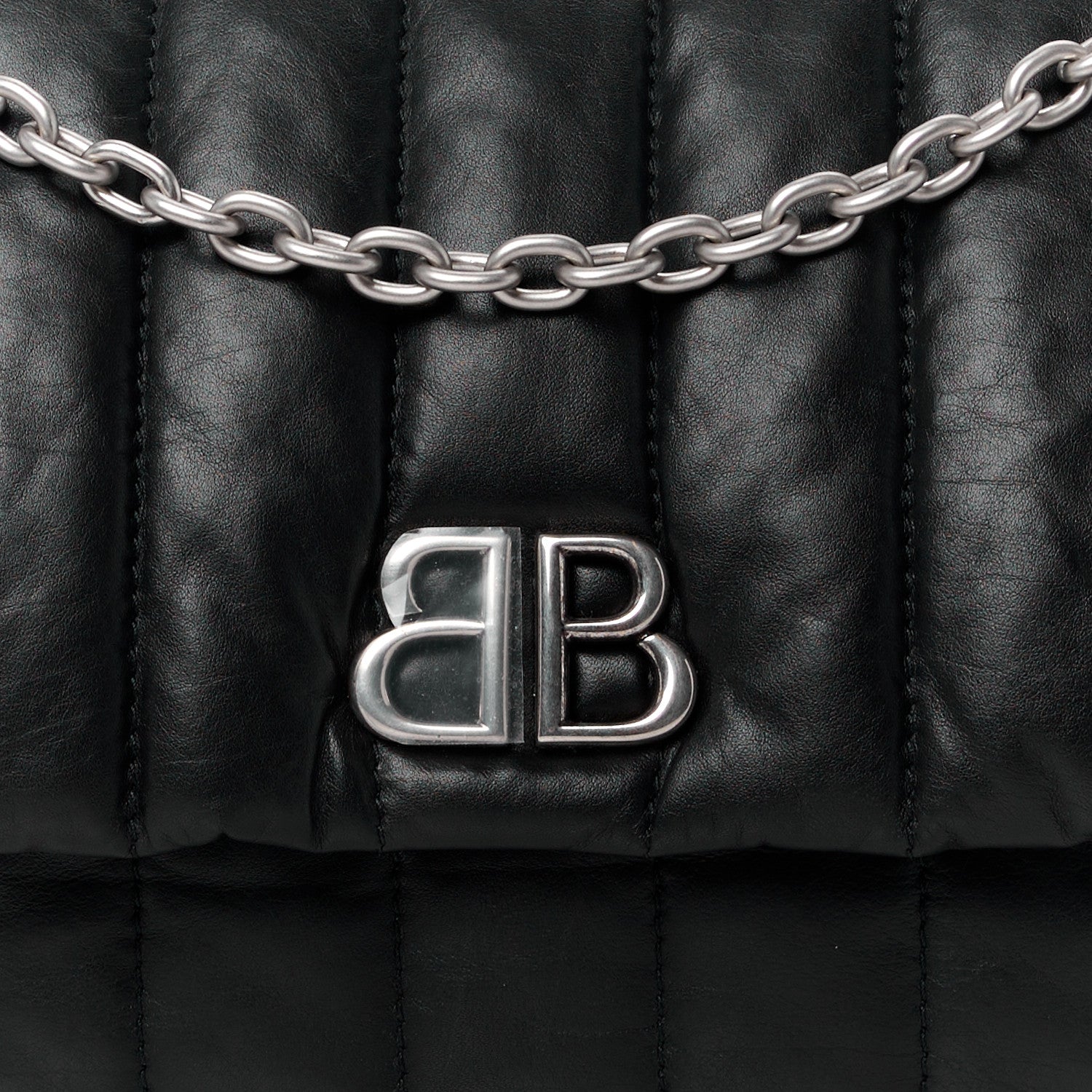 Balenciaga Calfskin Quilted Mini Monaco Chain Shoulder Bag Black 8 of 10