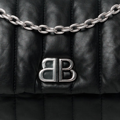 Balenciaga Calfskin Quilted Mini Monaco Chain Shoulder Bag Black 8 of 10