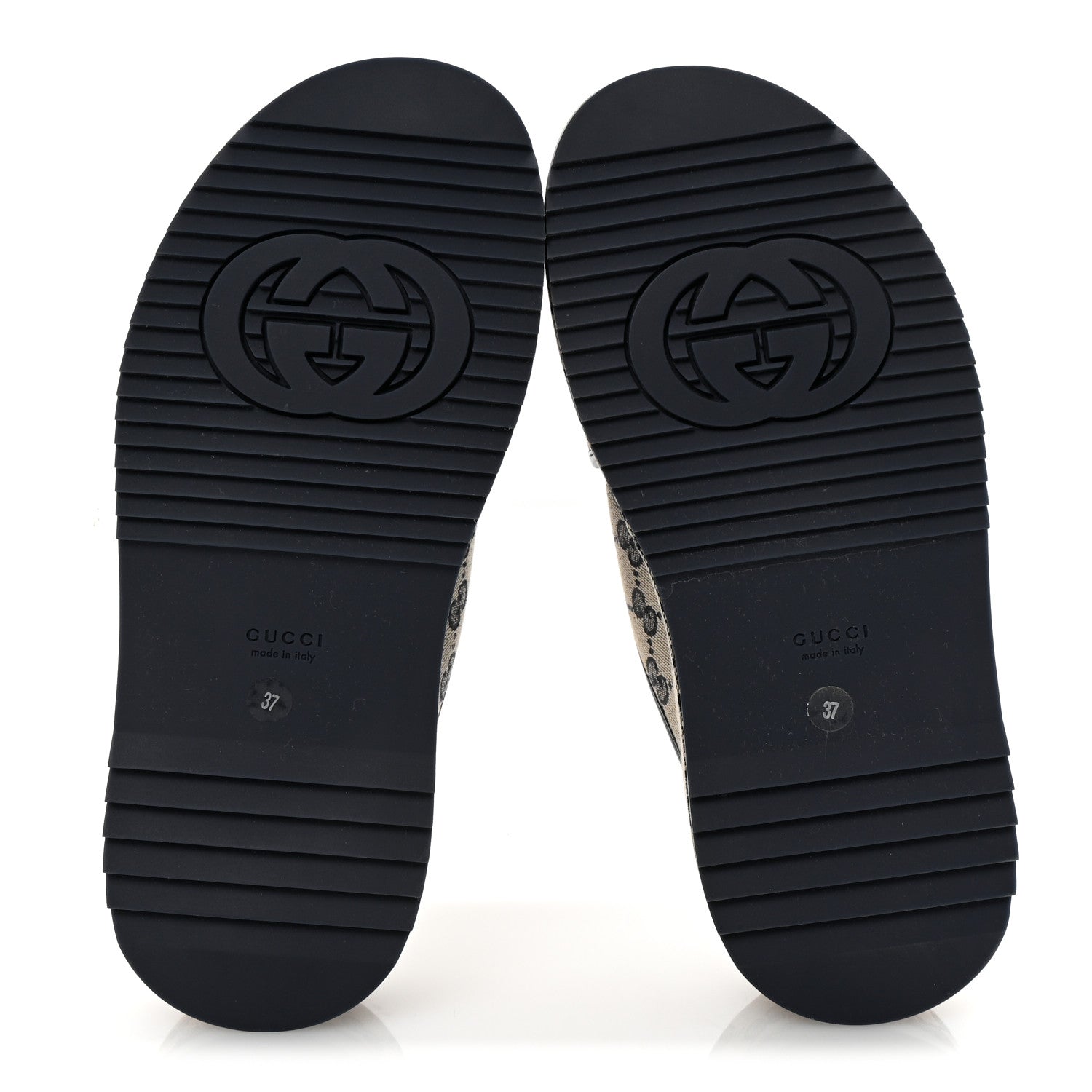 Gucci Monogram Criss Cross Platform Slide Sandals 37 Beige Blue 6 of 10