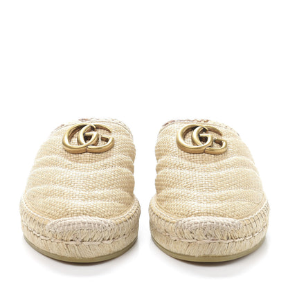 Gucci Straw Elaphe Matelasse GG Marmont Espadrille Slippers 35 Natural Cream Brown 2 of 8