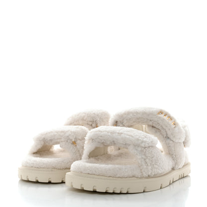 Christian Dior Shearling Dioract 10mm Sandals 37 Off White 3 of 8