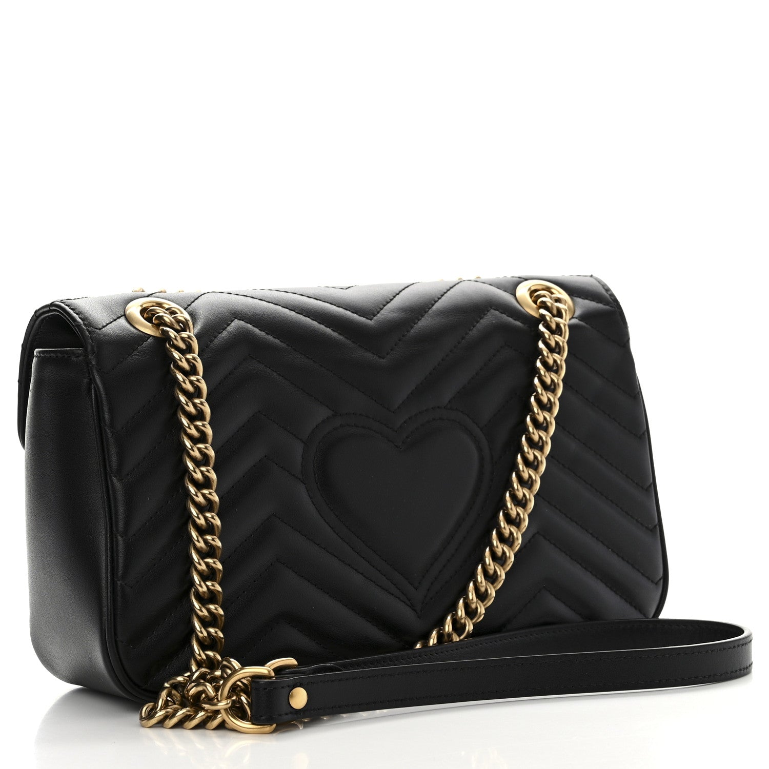 Gucci Calfskin Matelasse Small GG Marmont Shoulder Bag Black 3 of 11