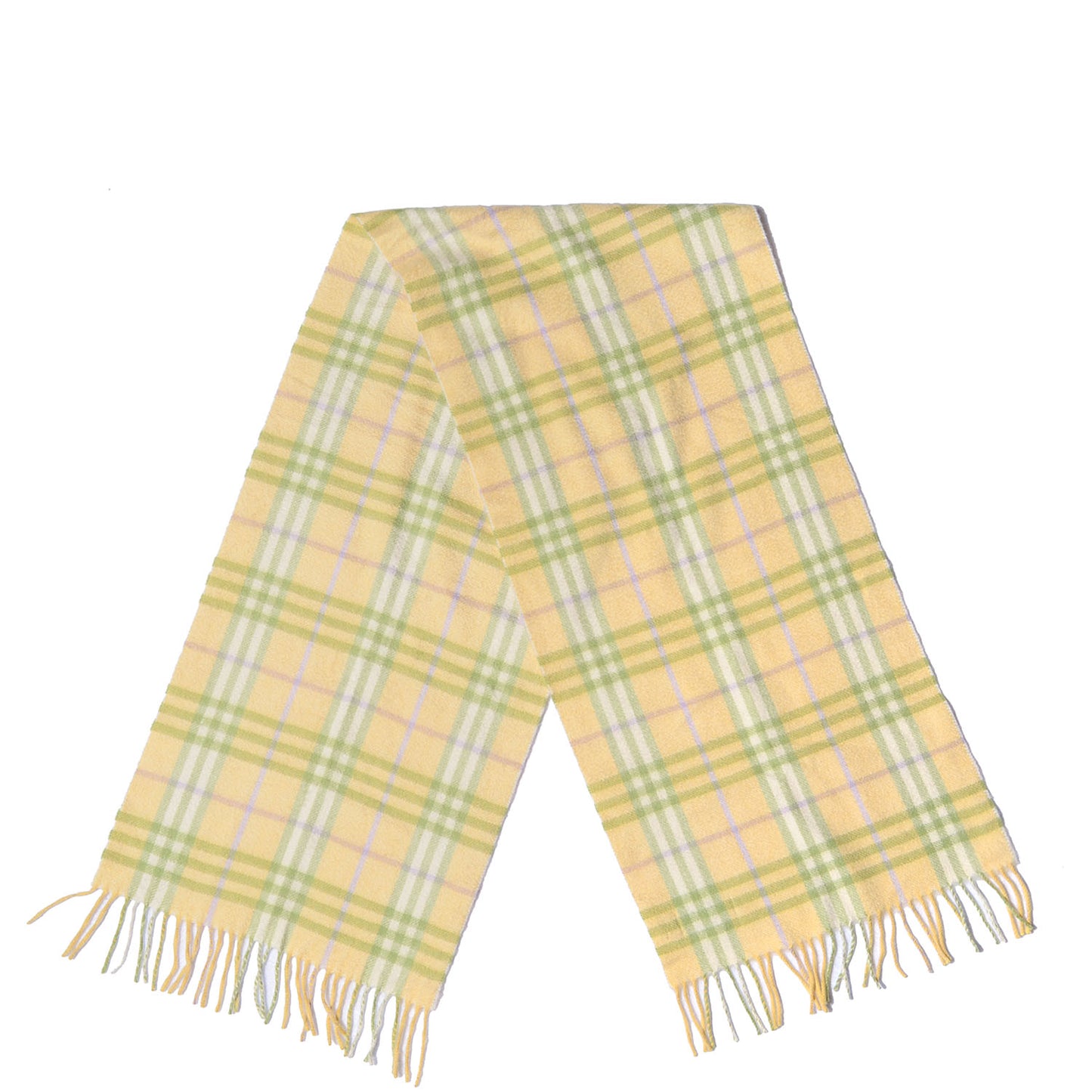 Cashmere Check Fringe Scarf Yellow