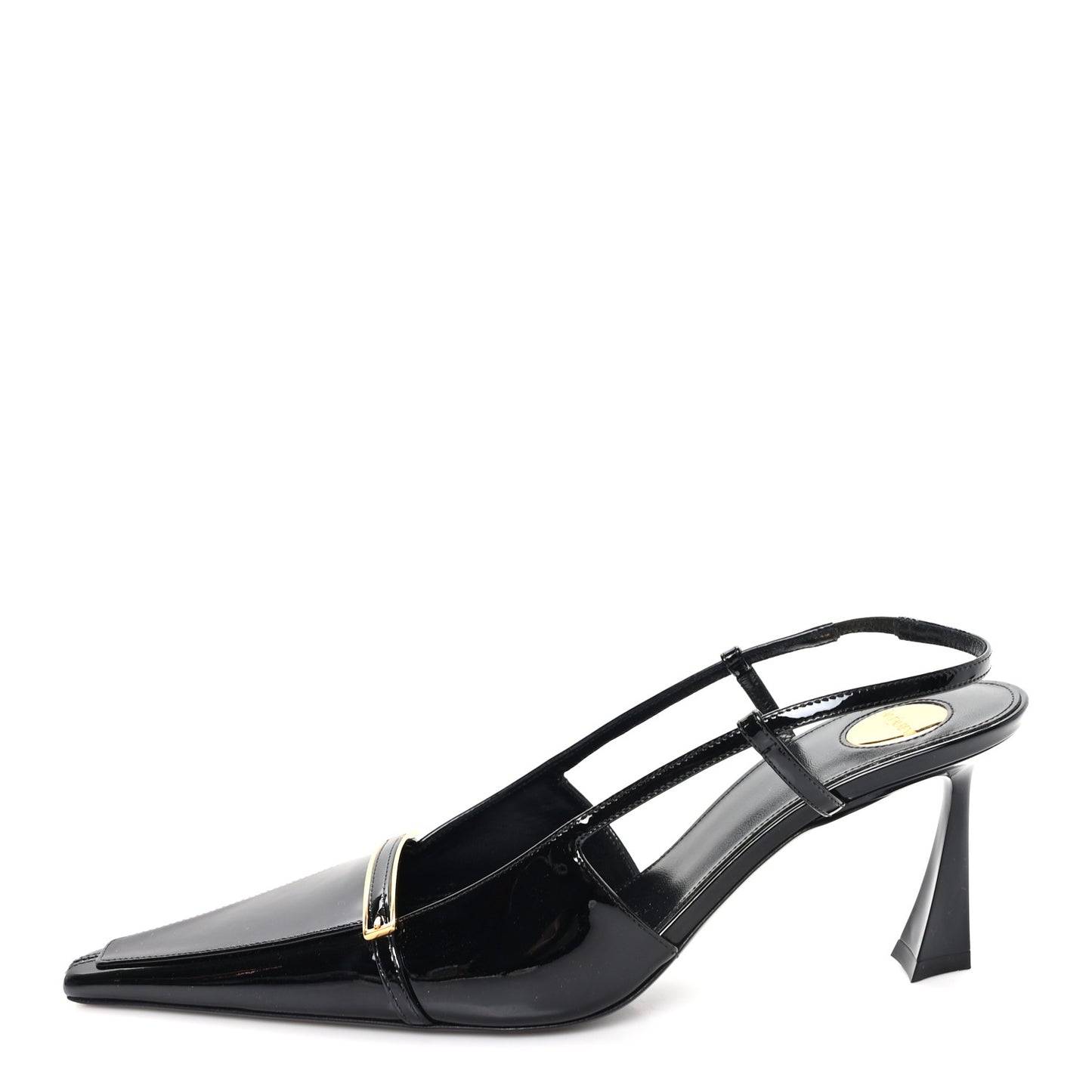Patent Calfskin Jacqueline 75 Slingback Pumps 38 Black