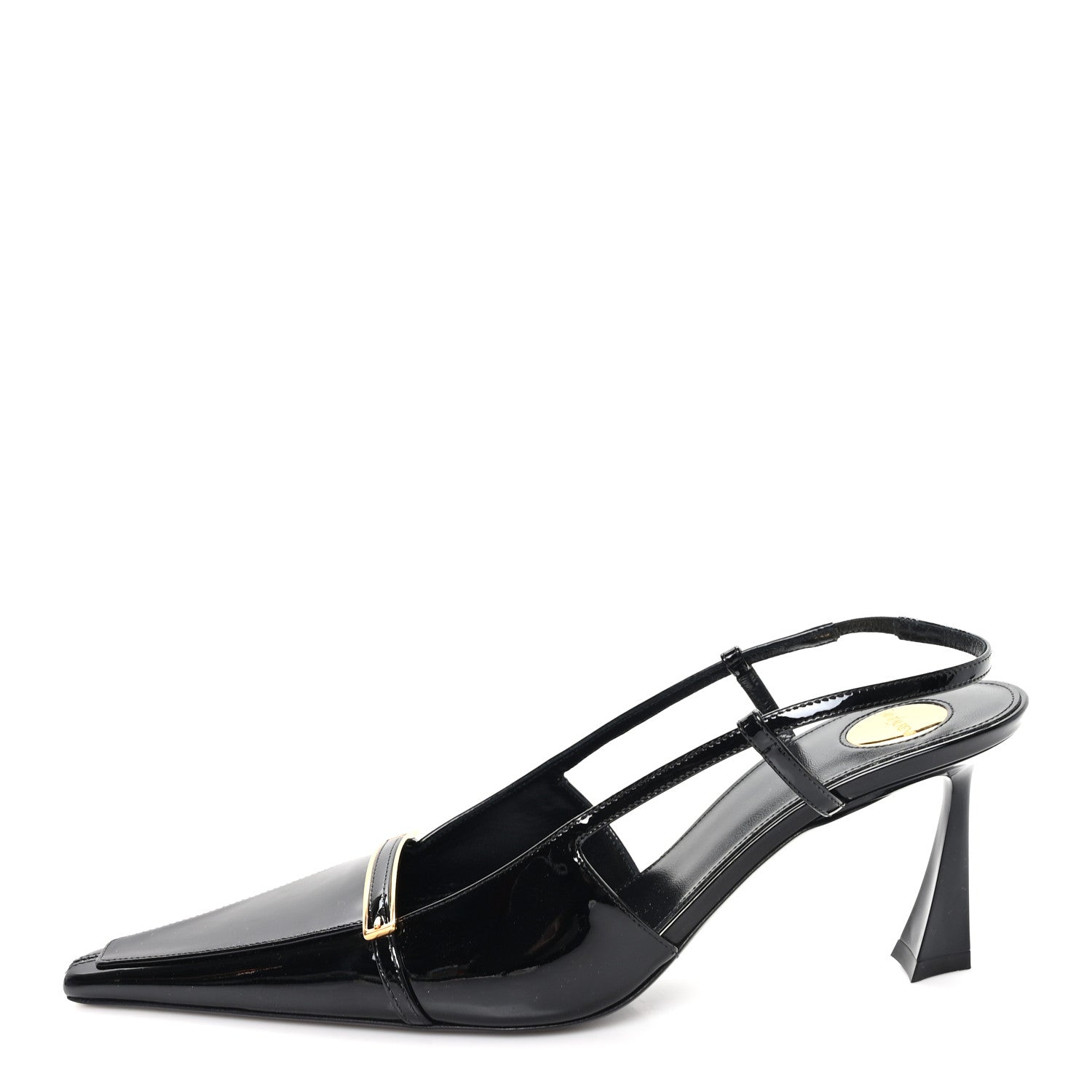 Saint Laurent Patent Calfskin Jacqueline 75 Slingback Pumps 38 Black 1 of 11