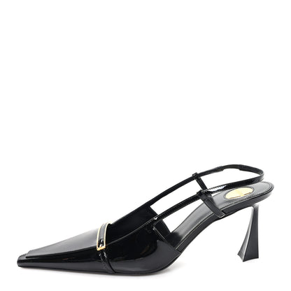 Saint Laurent Patent Calfskin Jacqueline 75 Slingback Pumps 38 Black 1 of 11
