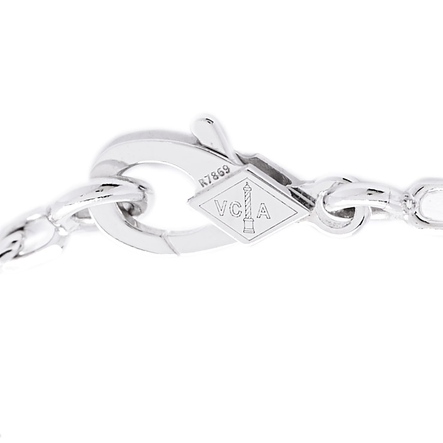 Van Cleef & Arpels 18K White Gold 5 Motifs Guilloche Vintage Alhambra Bracelet 4 of 6