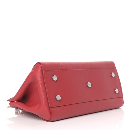 Saint Laurent Grained Calfskin Small Cabas Rive Gauche Red 4 of 21