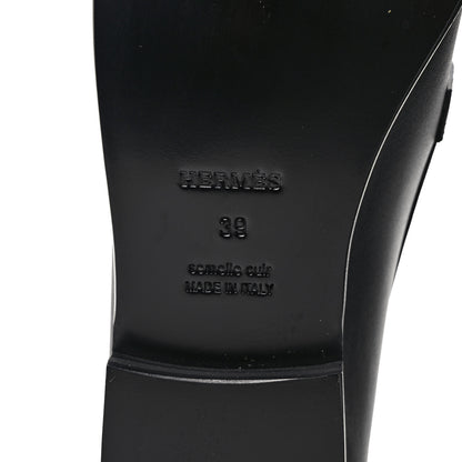 Hermes Calfskin Womens Destin Loafers 39 Black 6 of 9
