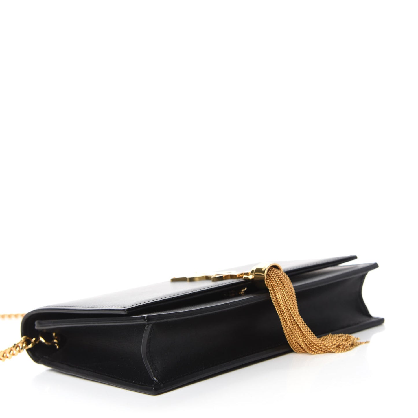 Smooth Calfskin Classic Monogram Kate Tassel Chain Wallet Black