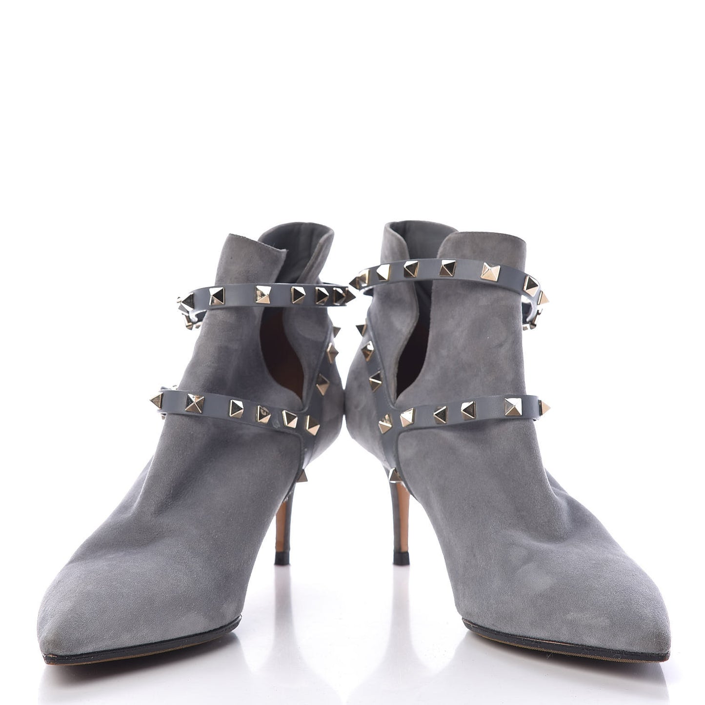 Suede Rockstud Double Buckle 65mm Ankle Boots 41 Light Stone