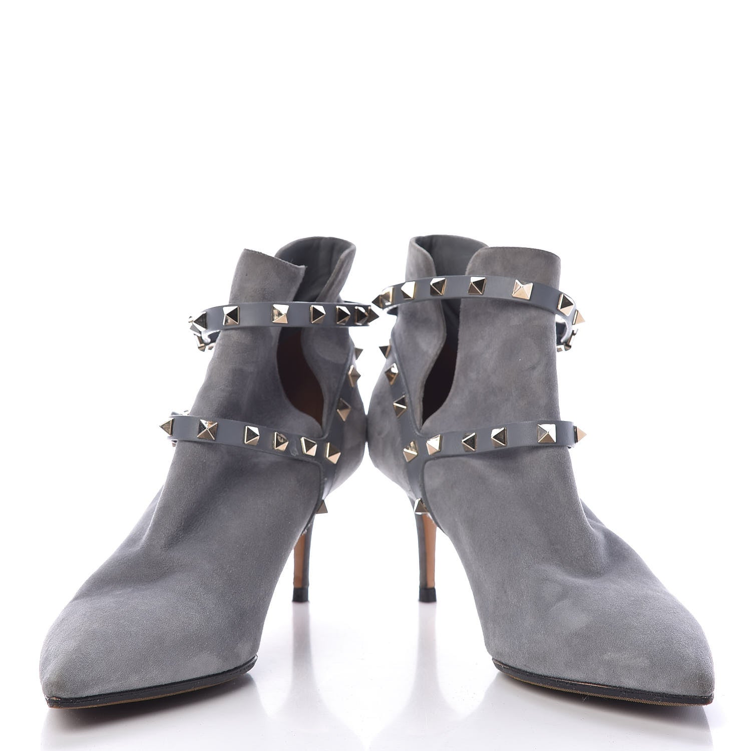 Valentino Garavani Suede Rockstud Double Buckle 65mm Ankle Boots 41 Light Stone 5 of 19