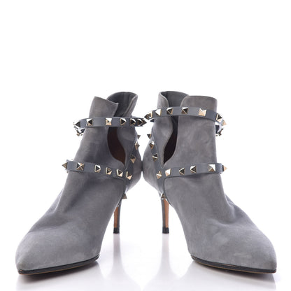 Valentino Garavani Suede Rockstud Double Buckle 65mm Ankle Boots 41 Light Stone 5 of 19