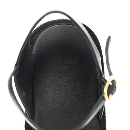 Fendi Nappa FF Embossed Espadrille Platform Sandals 37 Black 7 of 8