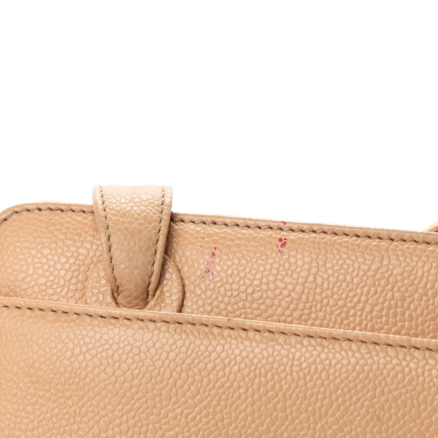 Caviar Logo Shoulder Bag Beige