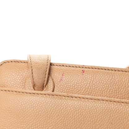 Chanel Caviar Logo Shoulder Bag Beige 10 of 18