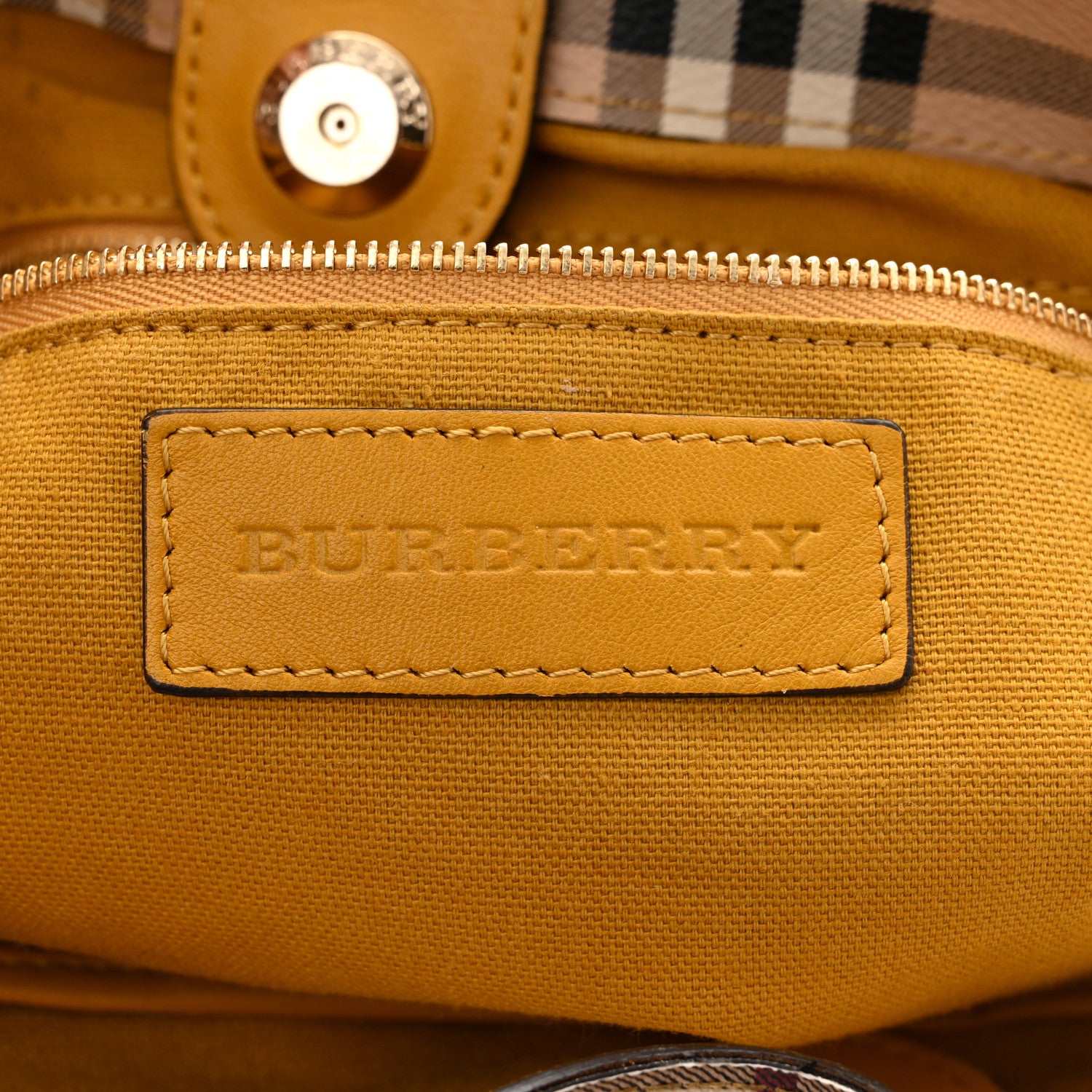 Burberry Haymarket Check Small Canterbury Tote Gold Freesia 5 of 10