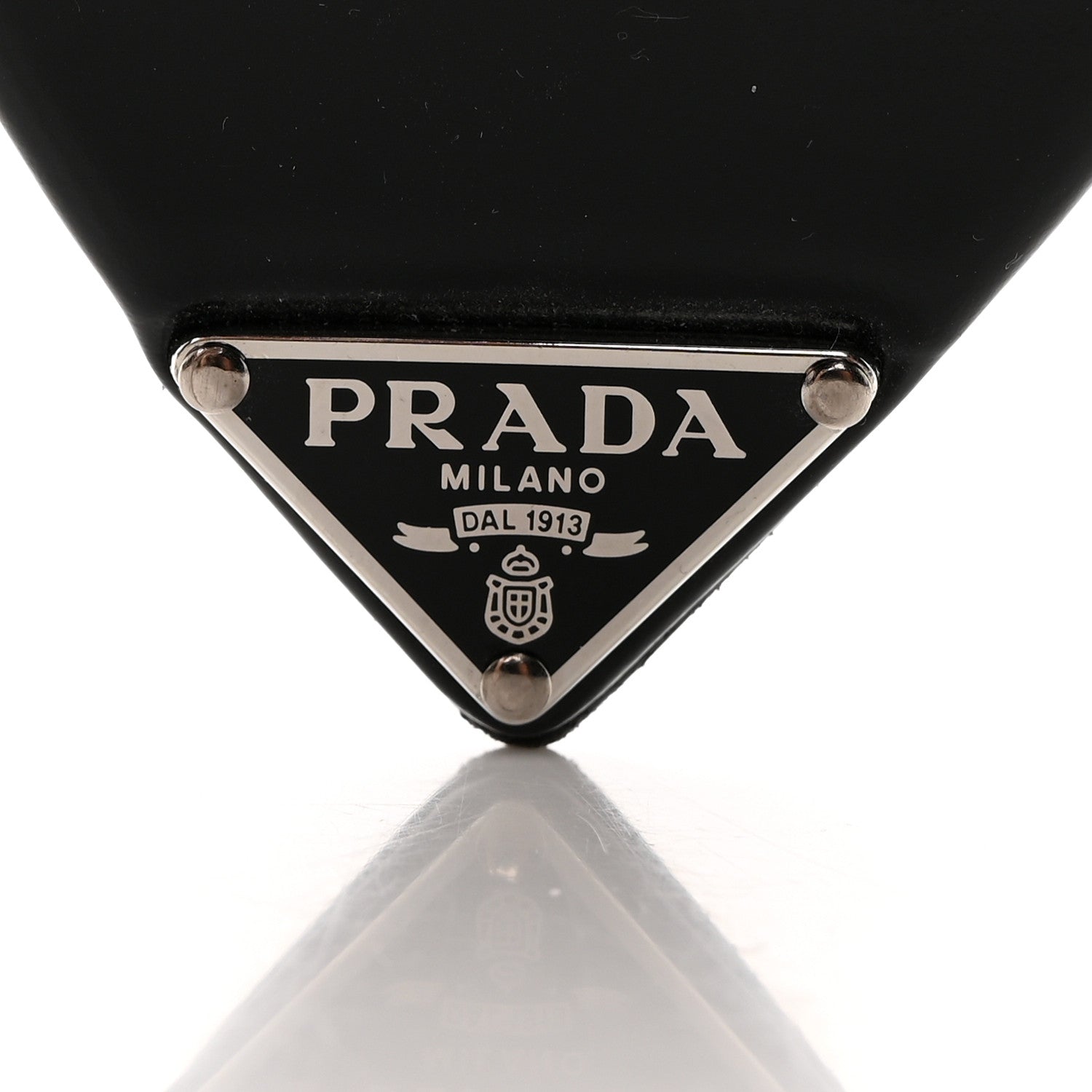 Prada Spazzolato Metal Triangle Logo 75mm Slide Sandals 36.5 Black 8 of 9