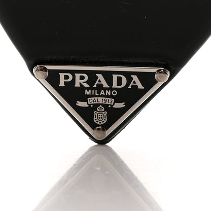 Prada Spazzolato Metal Triangle Logo 75mm Slide Sandals 36.5 Black 8 of 9