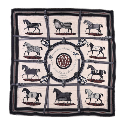 Hermes Silk Cashmere Couvertures Et Tenues de Jour Shawl 140 Natural Black 1 of 4