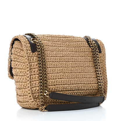 Saint Laurent Raffia Calfskin Monogram Medium Niki Chain Satchel Natural 2 of 4
