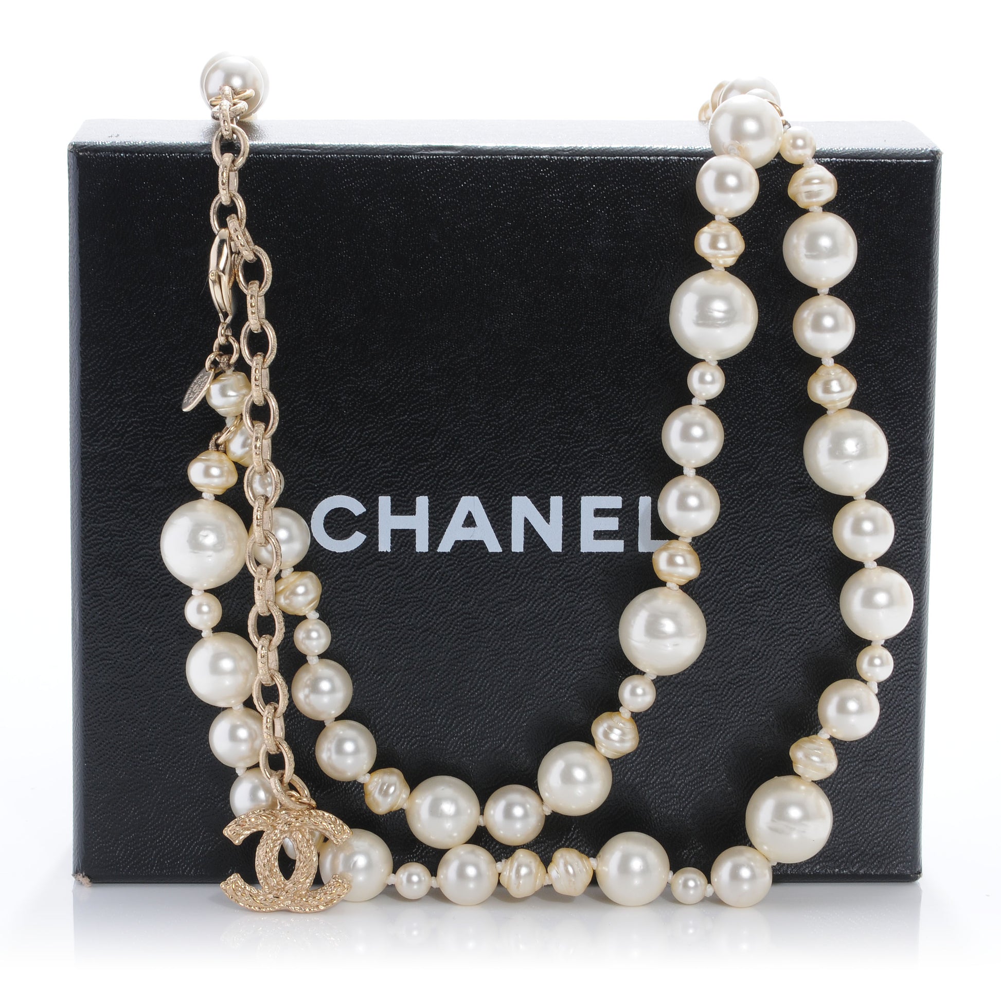 Chanel Irregular Pearl Double Strand CC Paris Shanghai Necklace Gold 5 of 5