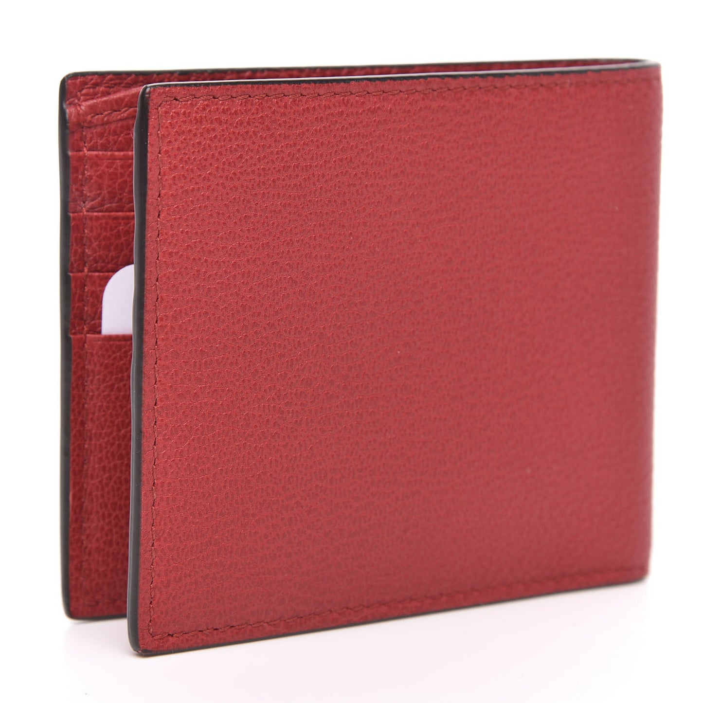 Calfskin Logo Bi-Fold Wallet Red