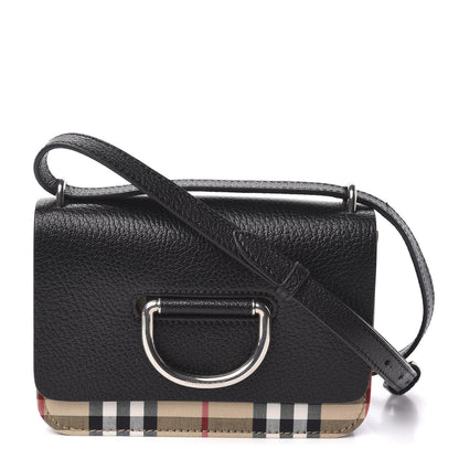 Burberry Goatskin Vintage Check Mini D-Ring Bag Black 1 of 11