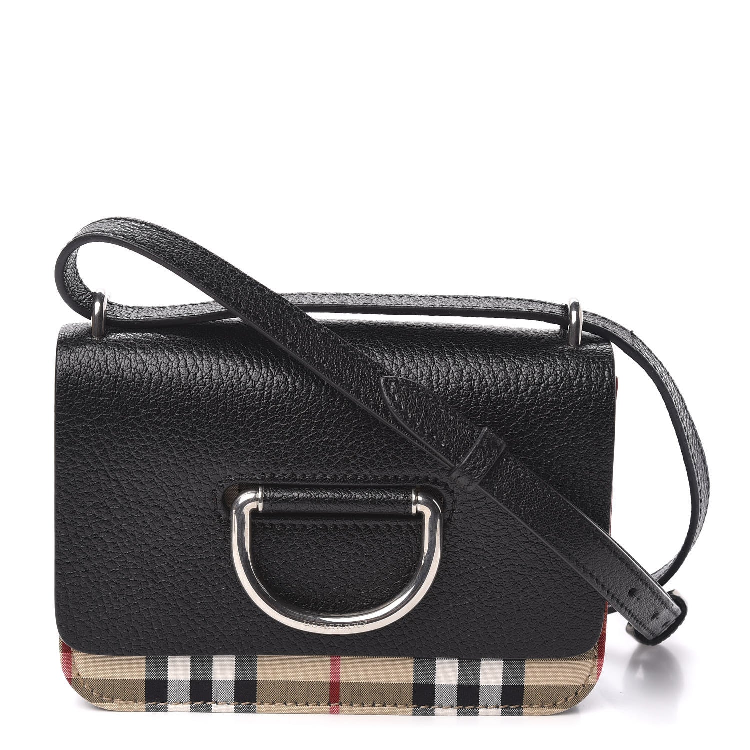 Burberry Goatskin Vintage Check Mini D-Ring Bag Black 1 of 11
