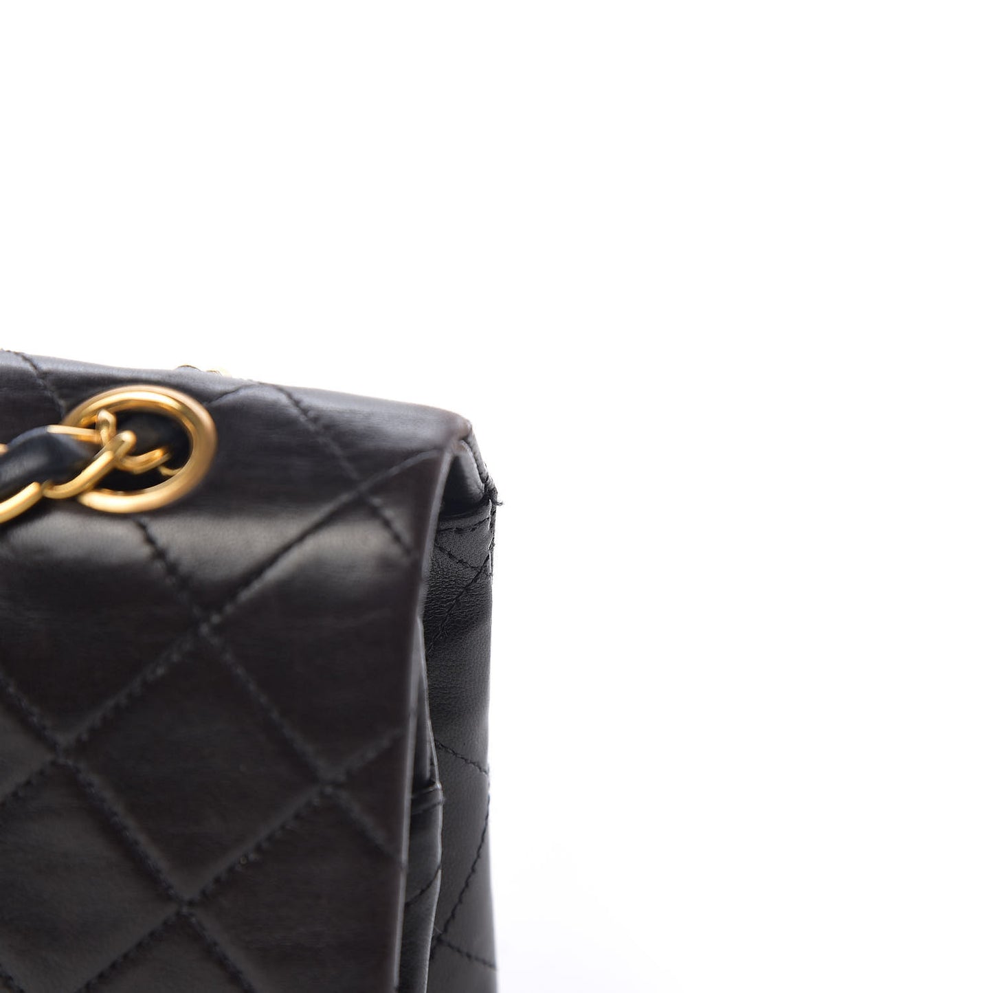 Lambskin Quilted Medium Double Flap Black
