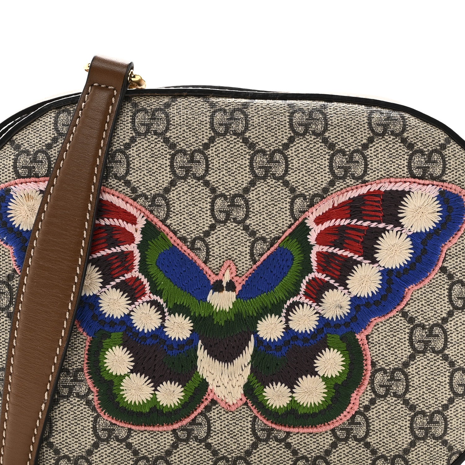 Gucci GG Supreme Monogram Butterfly Embroidered Mini Chain Shoulder Bag Beige Tuscany 9 of 11