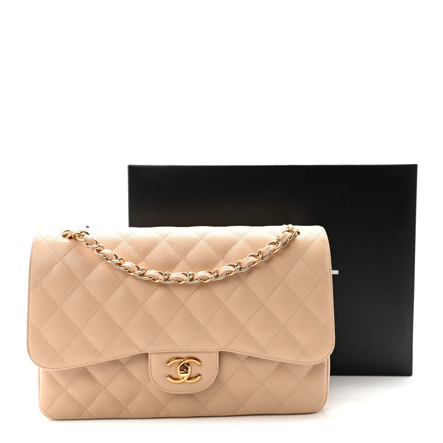 Chanel Caviar Quilted Jumbo Double Flap Light Beige 12 of 12