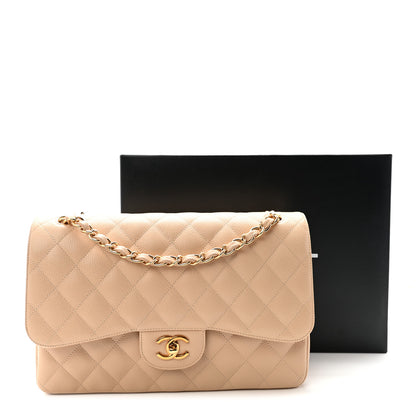 Chanel Caviar Quilted Jumbo Double Flap Light Beige 12 of 12