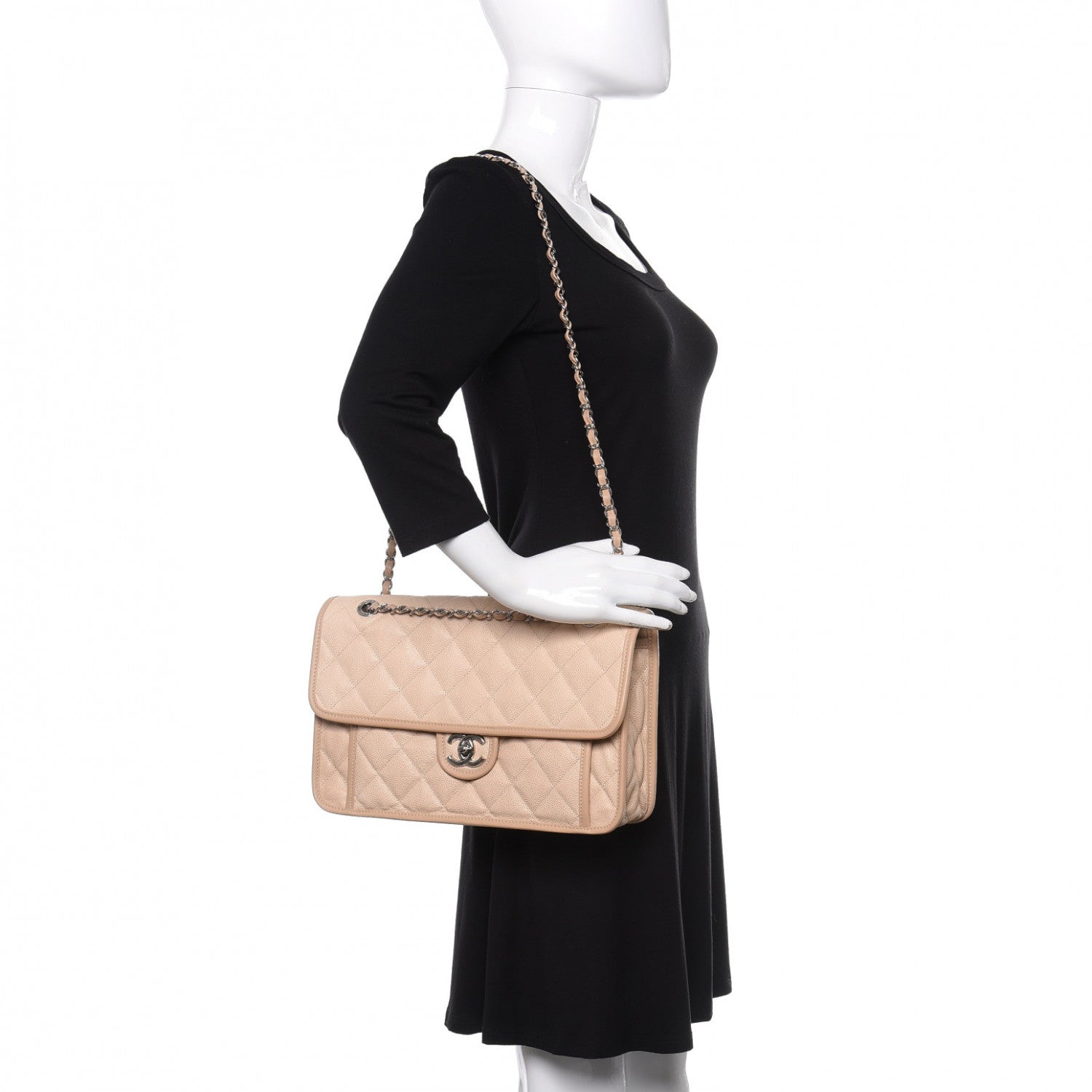Chanel Caviar French Riviera Large Flap Beige 2 of 10