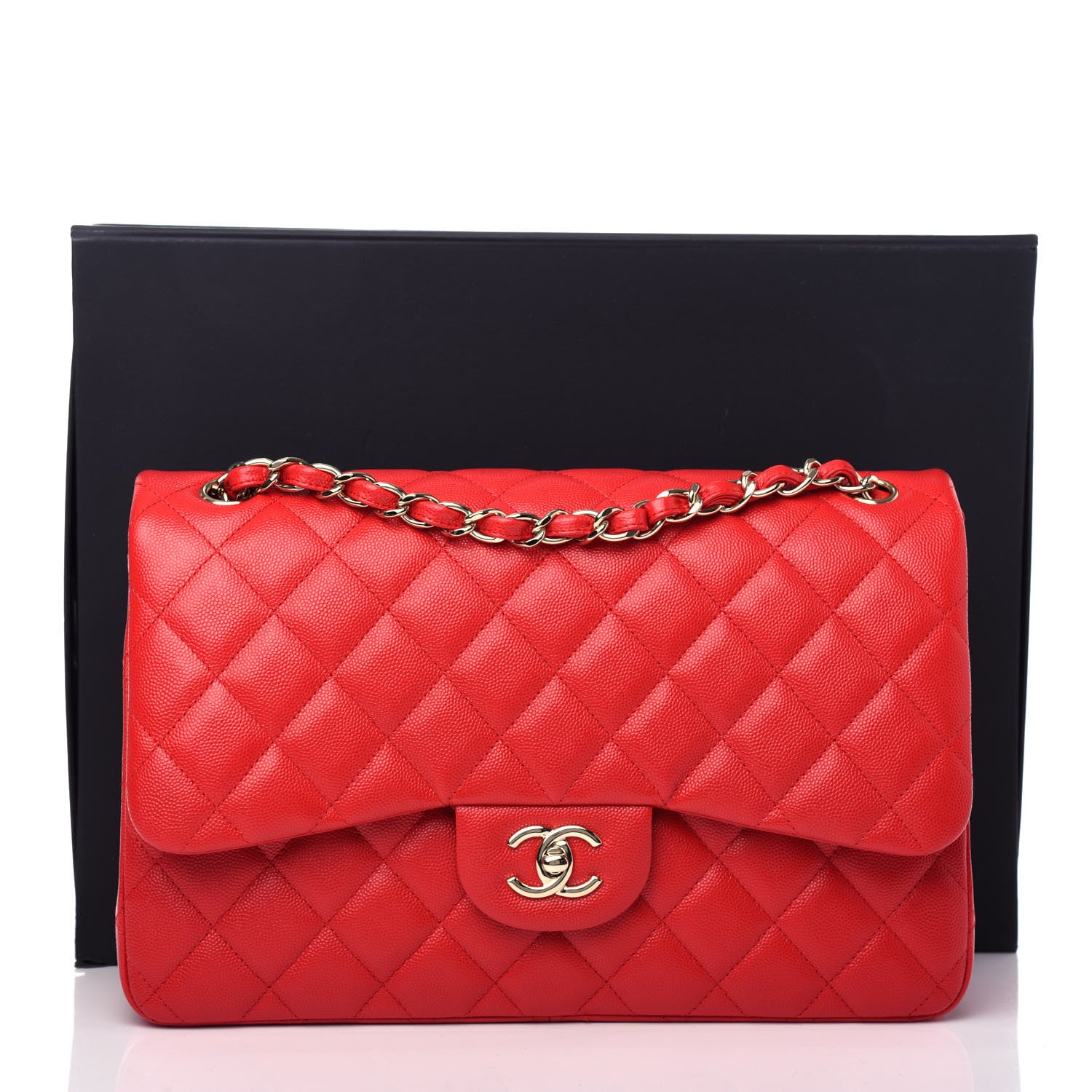 Chanel Caviar Quilted Jumbo Double Flap Red 11 of 11