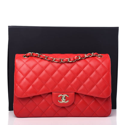 Chanel Caviar Quilted Jumbo Double Flap Red 11 of 11